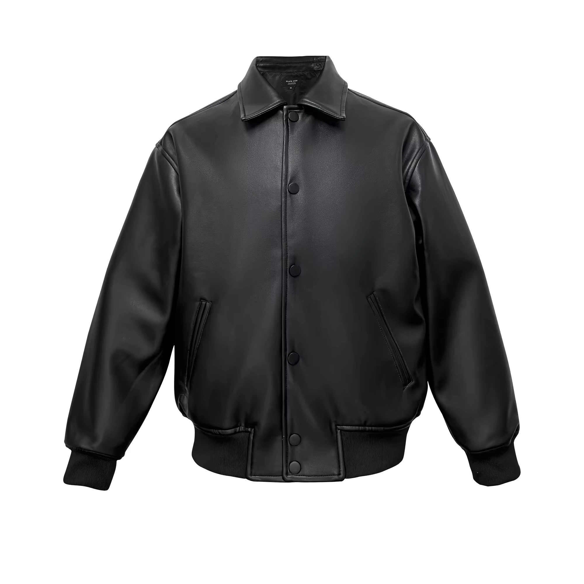 Korean design Turn-down Collar   Black pu Leather Cleanfit Jackets windproof Men coats outerwear