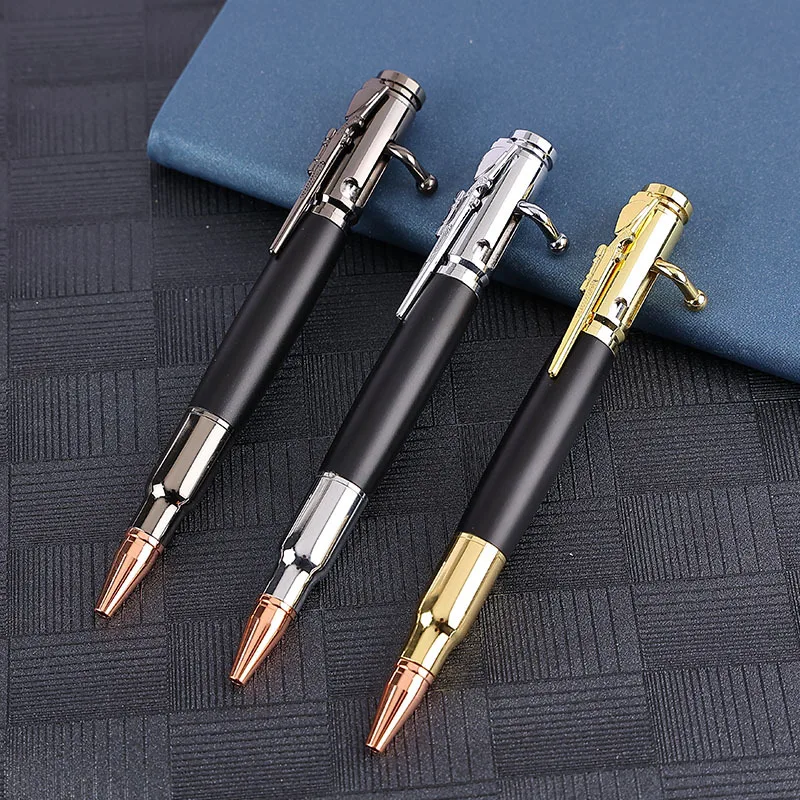 Luxury Creative Stationery Bullet Shaped Pen Tactical Metal BallPoint Gun Pen With Custom Logo for Boys