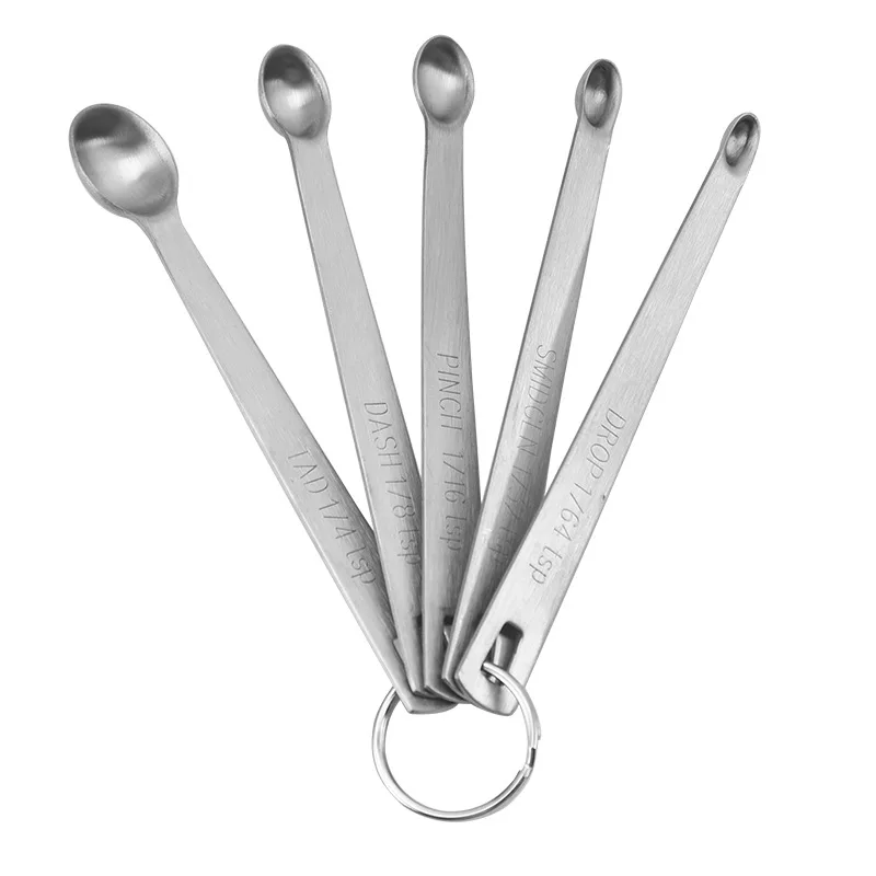 Mini Stainless Steel Measuring Spoons, Set of 5 (tad, dash, pinch, smidgen and drop)