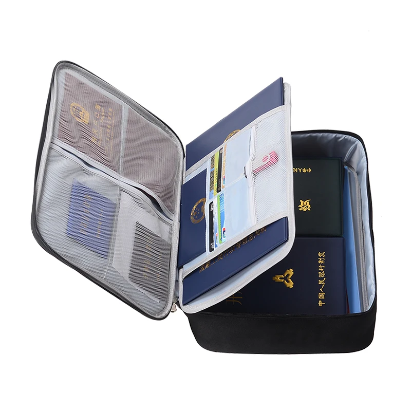 2 layers travel waterproof big capacity file passport bag documents case without lock