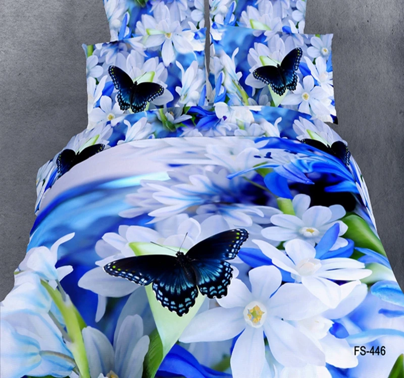 Hot flowers and plants style soft bedding set 3d digital flowers printing washed egyptian cotton duvet cover set