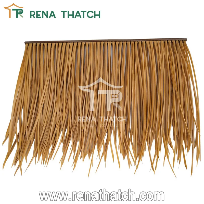 Weather Resistant synthetic plastic straw thatch price synthetic palm thatch artificial palm tiki thatch