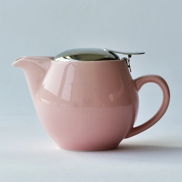 Japanese style bulk solid color cheap porcelain tea pot with infuser