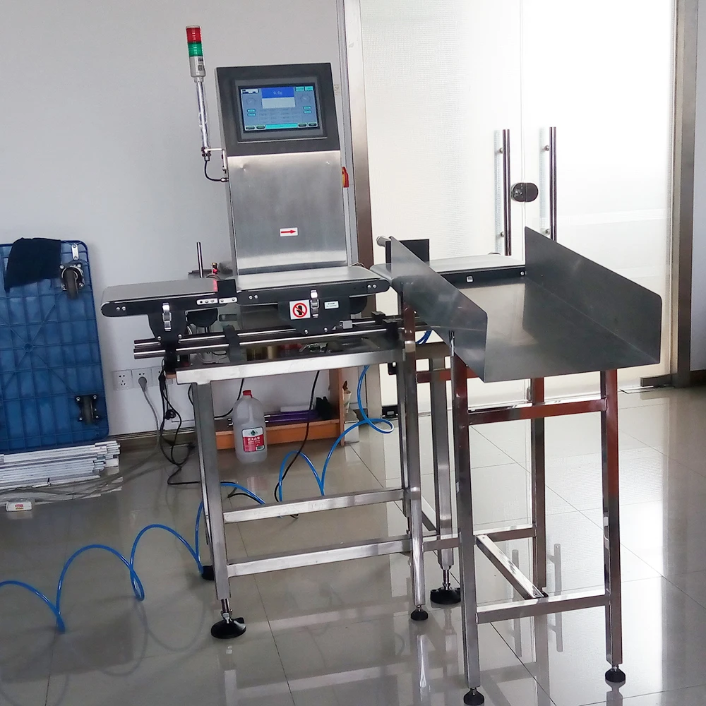 Automatic belt conveyor dynamic check weigher for food industry with pusher