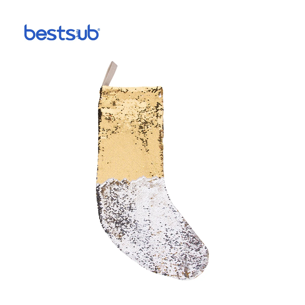 Sublimation Sequin Christmas Stocking Gold and Silver 18*53cm SDWLP01G