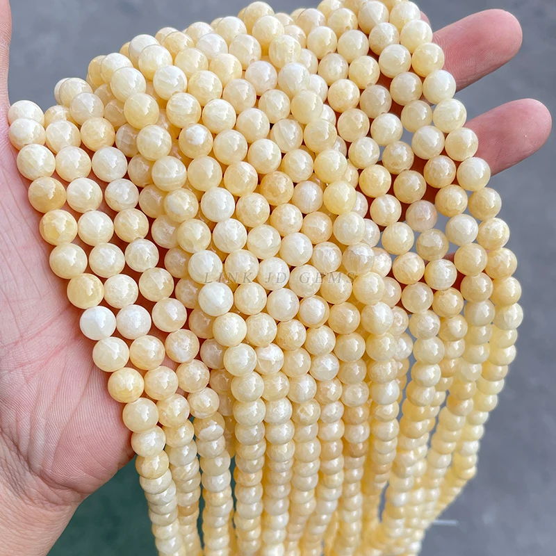 JD  4/6/8/10/12mm Natural Stone AAA Yellow Chalcedony Jades Spacer Round Beads for Jewelry Making DIY Bracelet Necklace