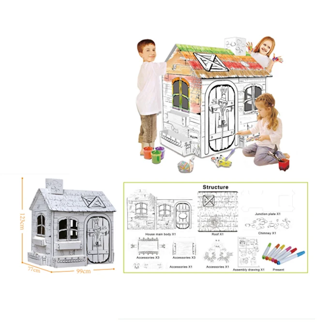 Развивающие 3D игрушки DIY Doodle Раскрашенная бумага картонный игровой домик для детей
