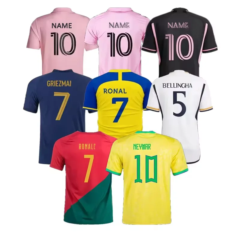 Wholesale 2023 Thailand Quality Shirt Sublimation Pink Black Men Uniform Football Jersey Soccer Wear