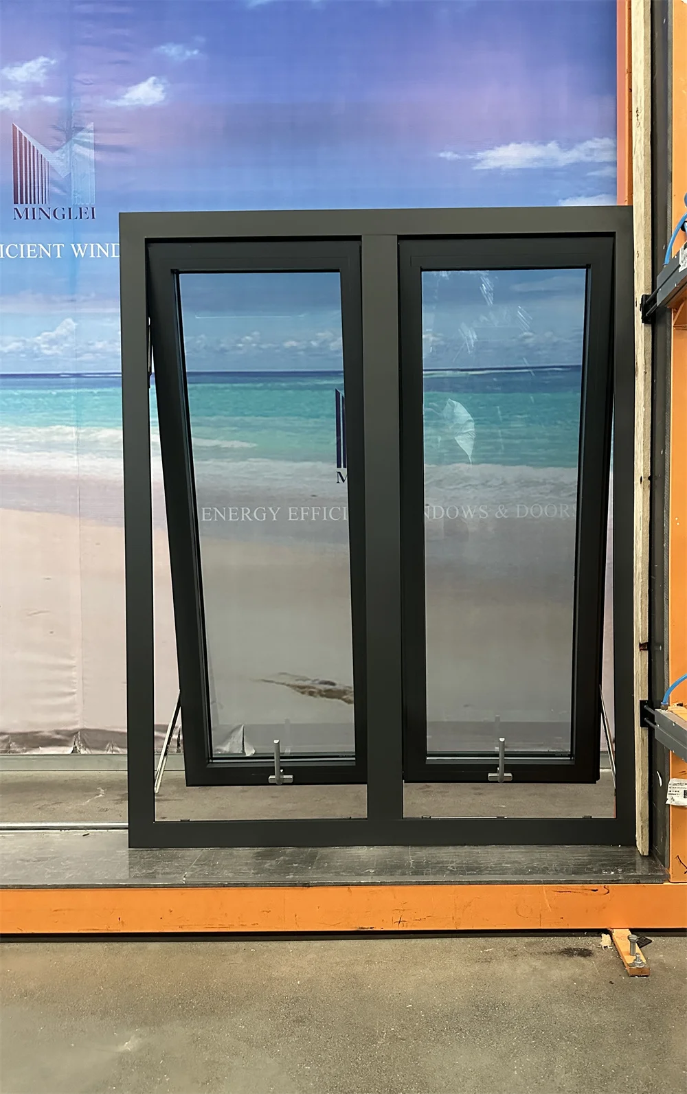 Minglei Popular Modern Style Custom Aluminum Glass Door and Window Frame Double Glazed Awning Window