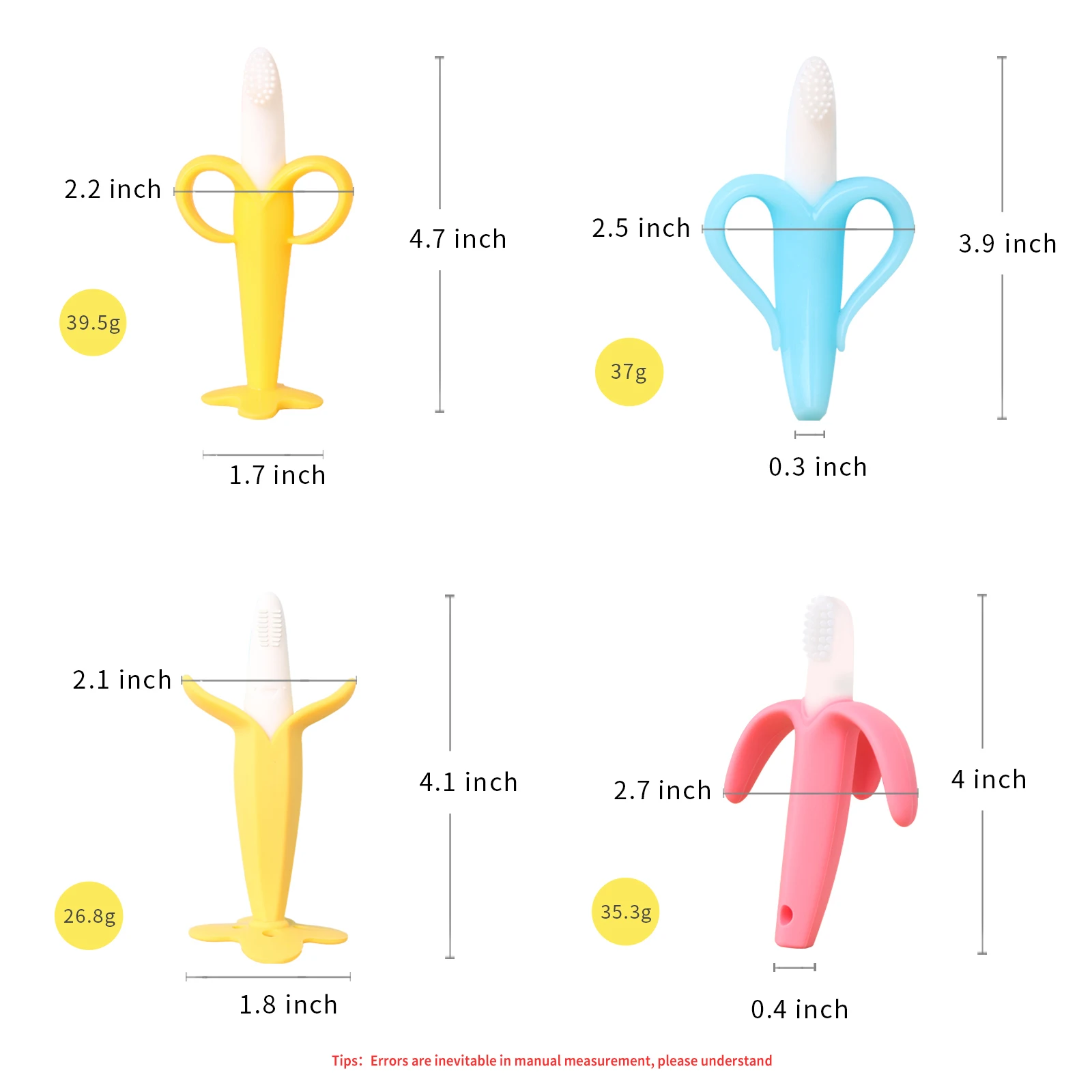 BPA Free Non-toxic Food Grade Silicone Baby Teeth Toy Banana Massage Toothbrush Banana Teeth