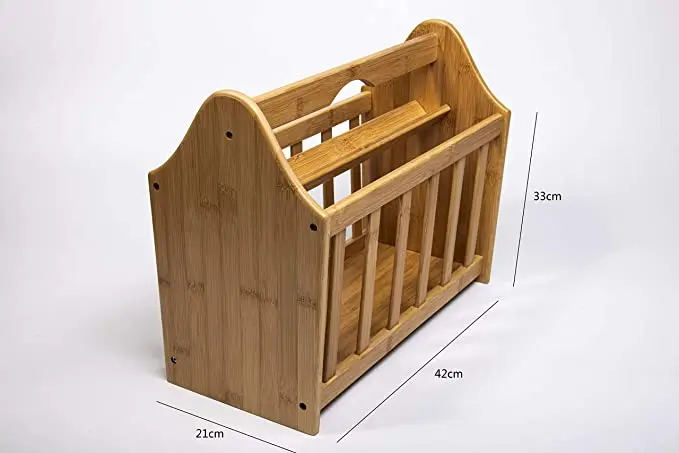 Bamboo Magazine Racks with Handle Space-Saving Magazine Rack Stand Holder for Transporting