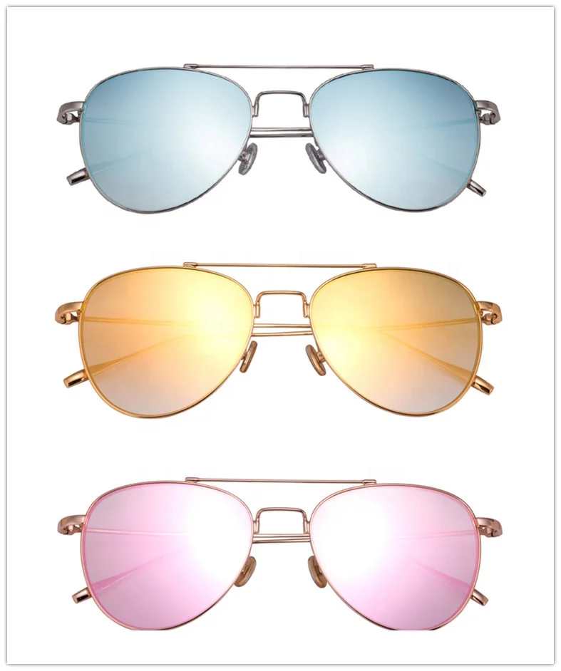 wholesale pilot metal frame custom logo polarized lens mirror aviation sunglasses 2019