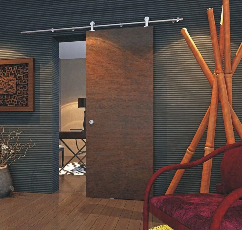 Оригинальная полированная Матовая нержавеющая сталь Твердая деревянная раздвижная дверь сарая комплект оборудования