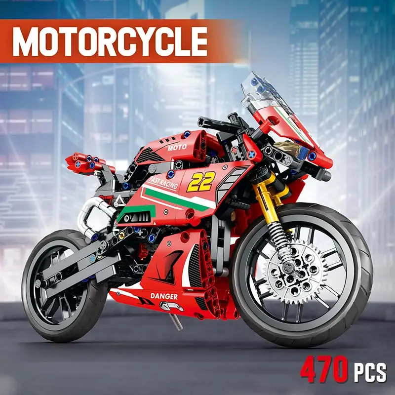 Technology Motorcycle Building Blocks 470 Pcs Construction Toys Motorcycle Model Building Bricks Sets