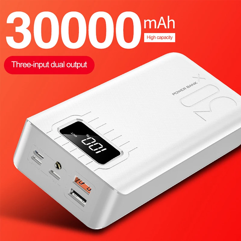 Портативное зарядное устройство 30000 мАч с двумя USB-портами типа C быстрая зарядка портативное для iPhone11 pro max
