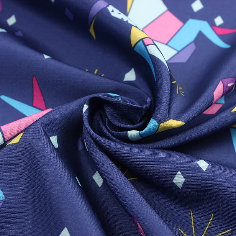 
ripstop polyester pongee fabric unicorn pattern 