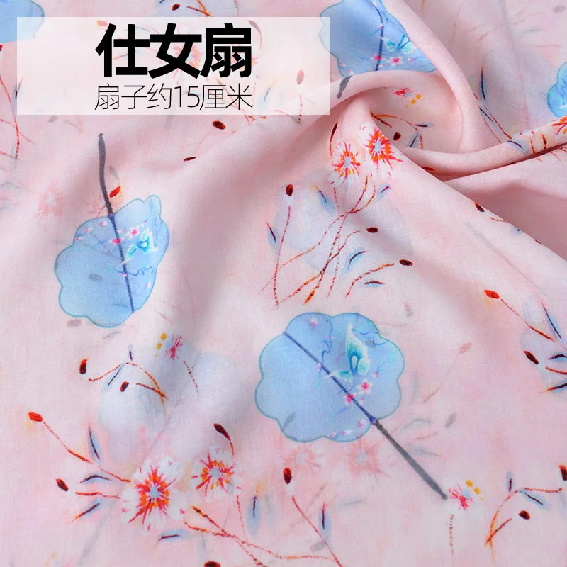 Low MOQ Digital printing tencel ramie fabrics of high-grade small calico cotton cloth skirt flax fabric