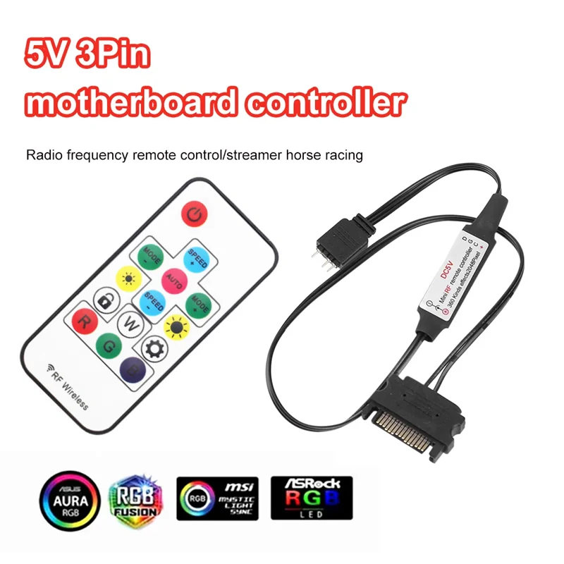 SATA Controller DC 5V 3Pin RF 14 Keys Molex Large 4Pin Pixel PC Controller for WS2812B SK6812 Addressable RGB LED Light Strips