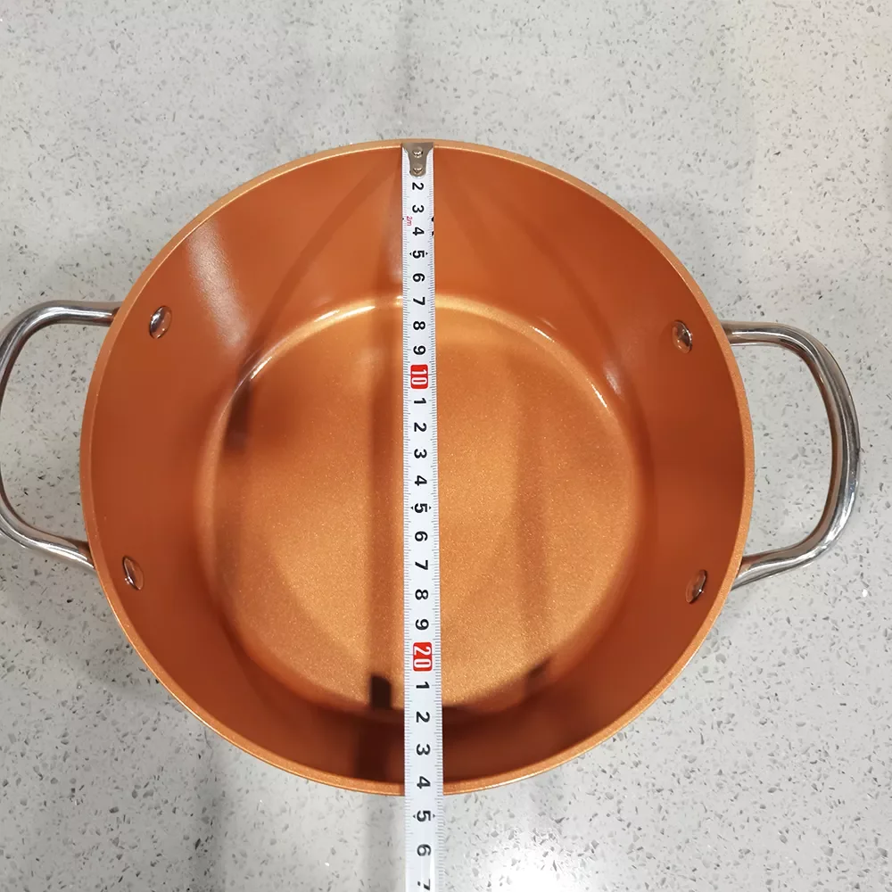 Copper Ceramic Coating Cookware Set with SS handle  Wok Pan and Fry Pan with Lid Nonstick Copper saucepan sets