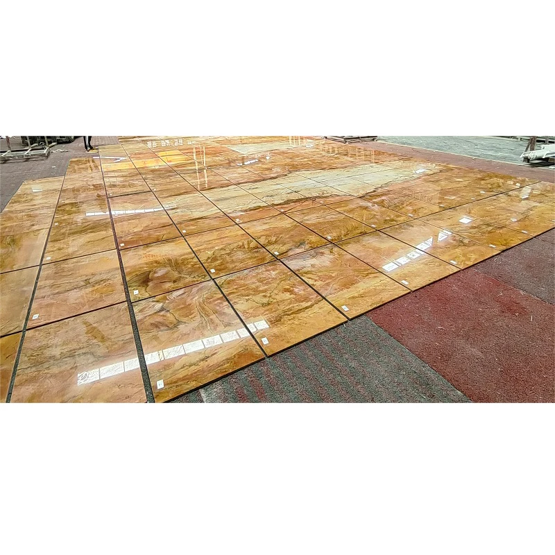 Luxury Polish Yellow Color Marble Rainbow Impression Stone Floor Wall Tiles Prices