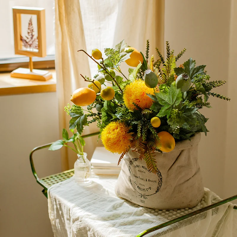 Lemon Branch Flower  Set Home Artificial  Decoration Flower Handmade Artificial Flower Bunch