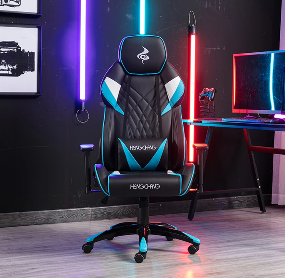 HC New model scorpion racing leather x rocker gaming chair secret lab 1 piece Blue black swivel gaming chair with logo