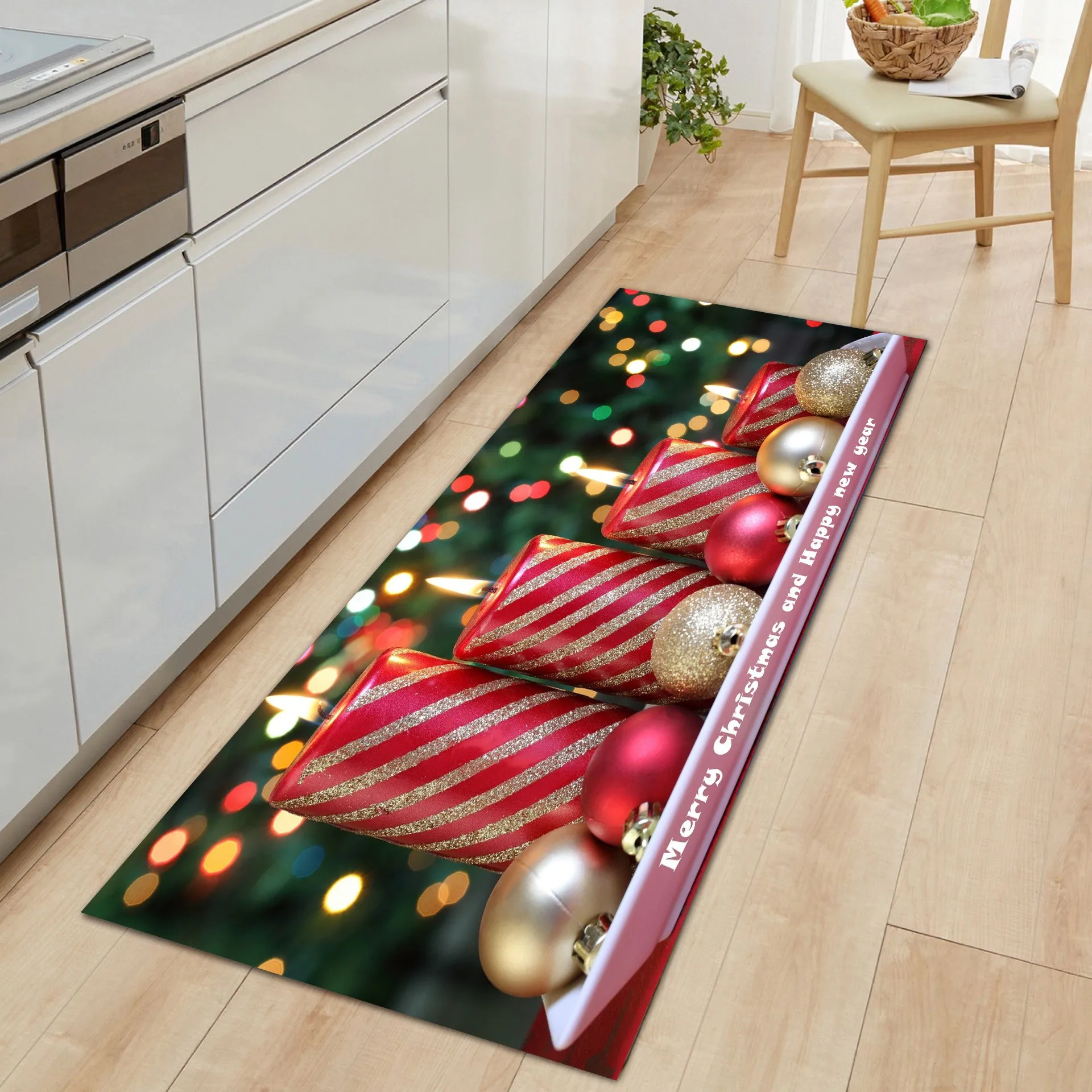3d Printed Personalized Fast Dry  Comport Christmas Cushioned  2pc Kitchen Floor Mat Mix