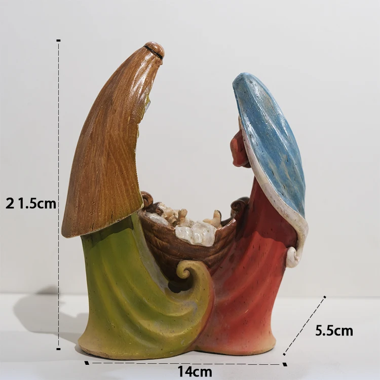 Nativity Holy Family Statue Resin Christmas Sculpture Decoration with Bethlehem Star Figurine Religious Gift