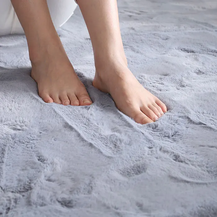 Click Modern Carpet Rectangle Felt Canvas Thick Long Pile New Bedroom Bedside Lamb Wool Carpet Faux Fur Carpets And Rugs