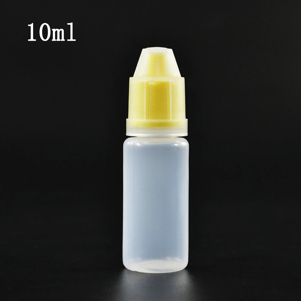 200 Pcs Labs 10ml 15ml 60ml 100ml Plastic Squeeze Bottle Oils Saline Drops Eye Liquid Drop Bottle with 15 mm Neck Childproof Cap