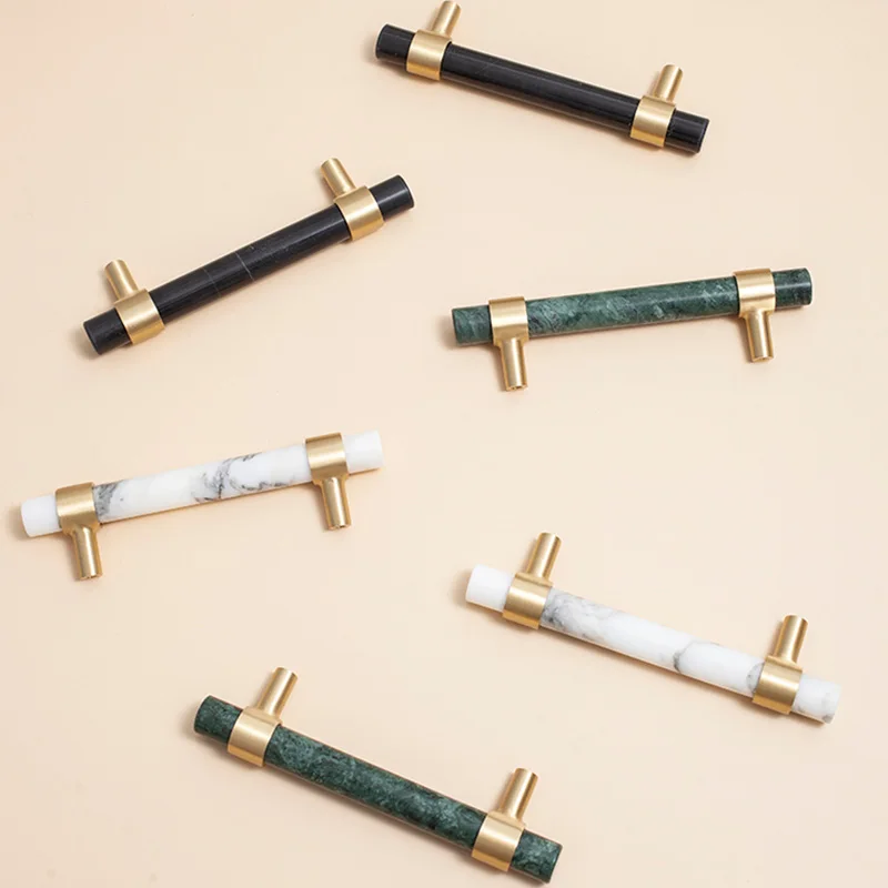 Marble brass long handle modern minimalist nordic drawer cupboard shoe cabinet light luxury wardrobe door pull