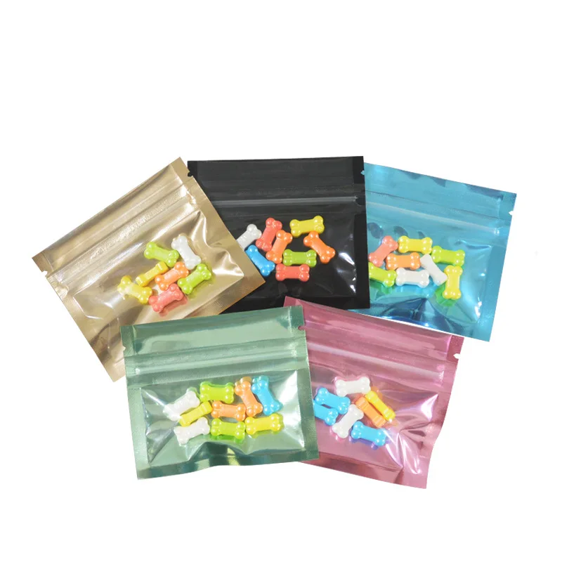 Color Translucent Zip  Aluminium Foil Bag Small Gift Bag Jewelry Packaging Aluminum Foil Bag