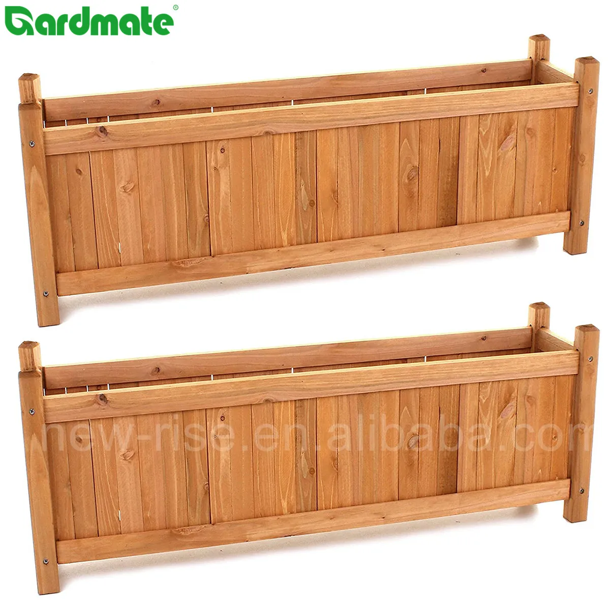 Garden Wooden Planter Flower Plant Pot Planting Raise Bed Basket (Two Large Rectangular Planters)