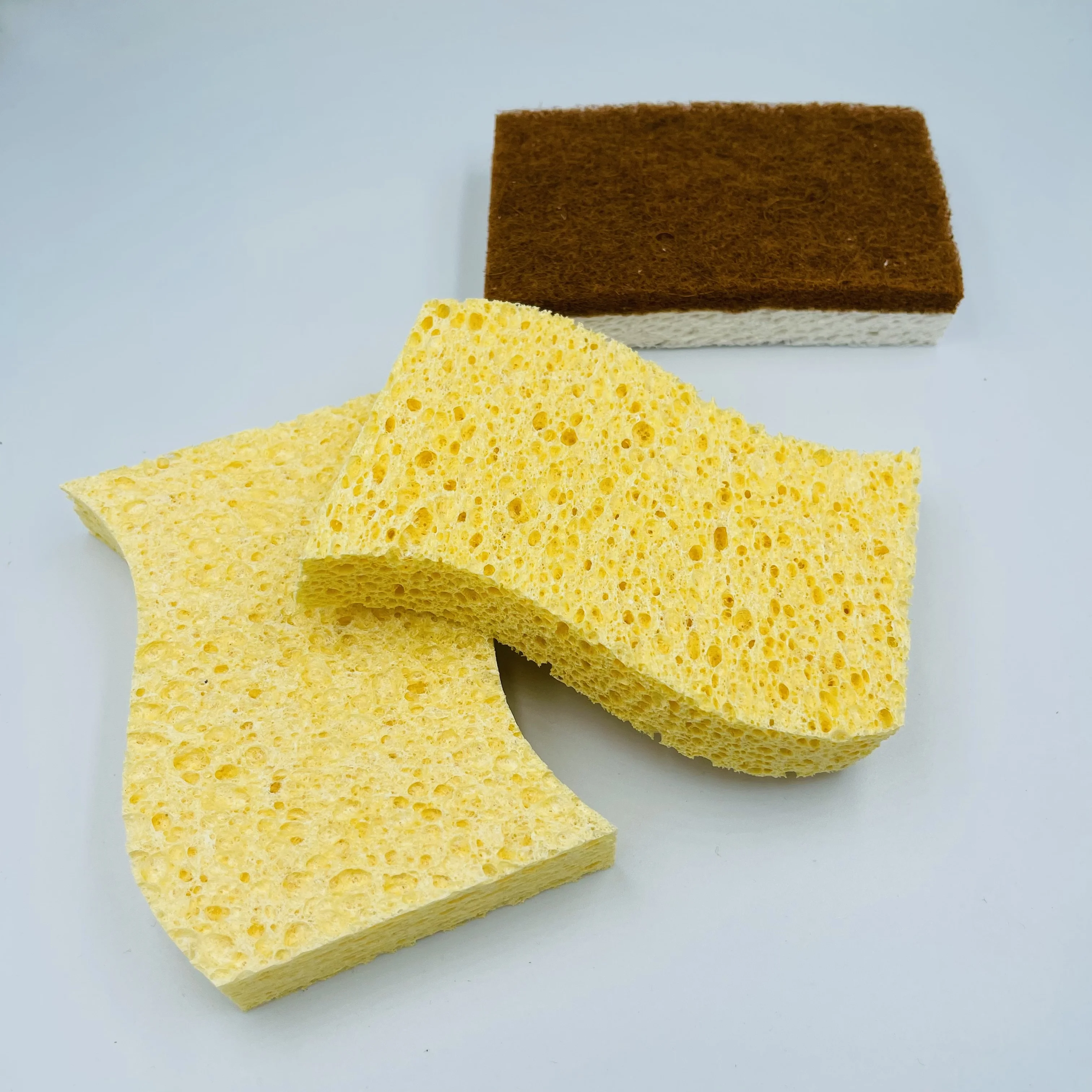 biodegradable yellow cellulose sponge cleaner pot scrubber dishes sponge dish scrubber sponge pad