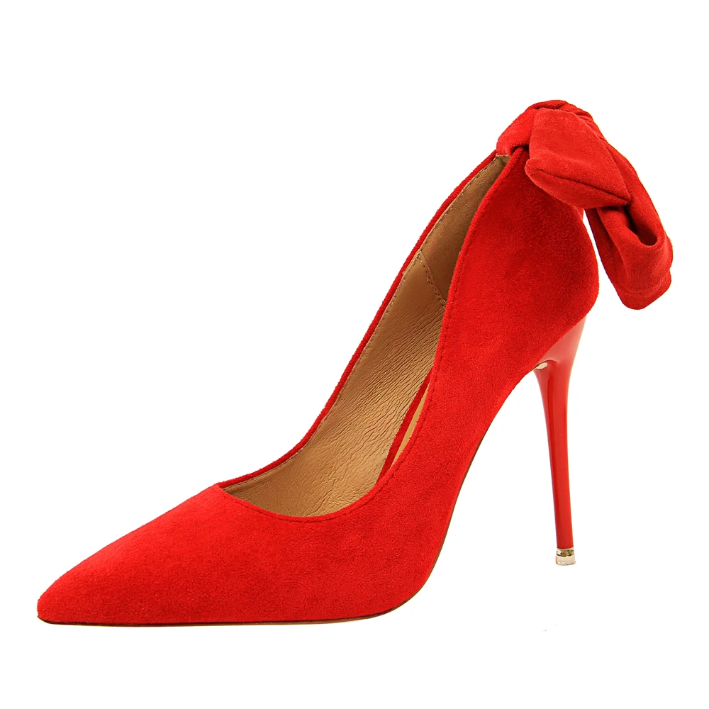 Туфли на очень высоком каблуке 1717-3, простые замшевые туфли на высоком каблуке с закрытым носком