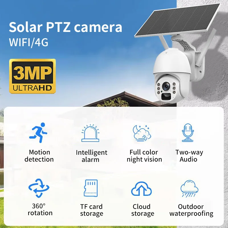 V3 PIR Радиолокационная камера обнаружения движения 4G Солнечная ночного видения Водонепроницаемая PTZ