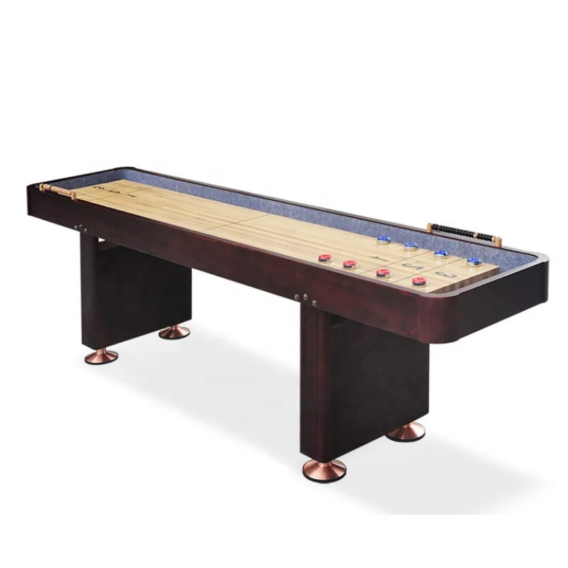 
2021 High Quality 9ft 12ft Standard Solid Wood Playfield Shuffleboard Game Table 