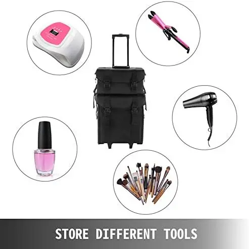 2 in 1 professional nylon makeup beauty cosmetic jewelry artist nail polish case rolling zipper trolley travel train suitcase