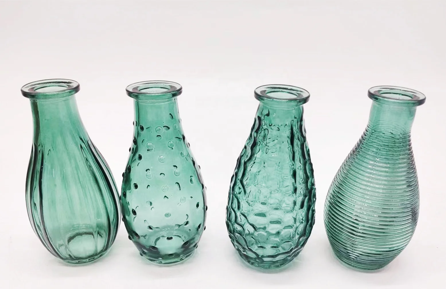 crystal vintage round small pink glass bud vase for flower home decorative wedding set