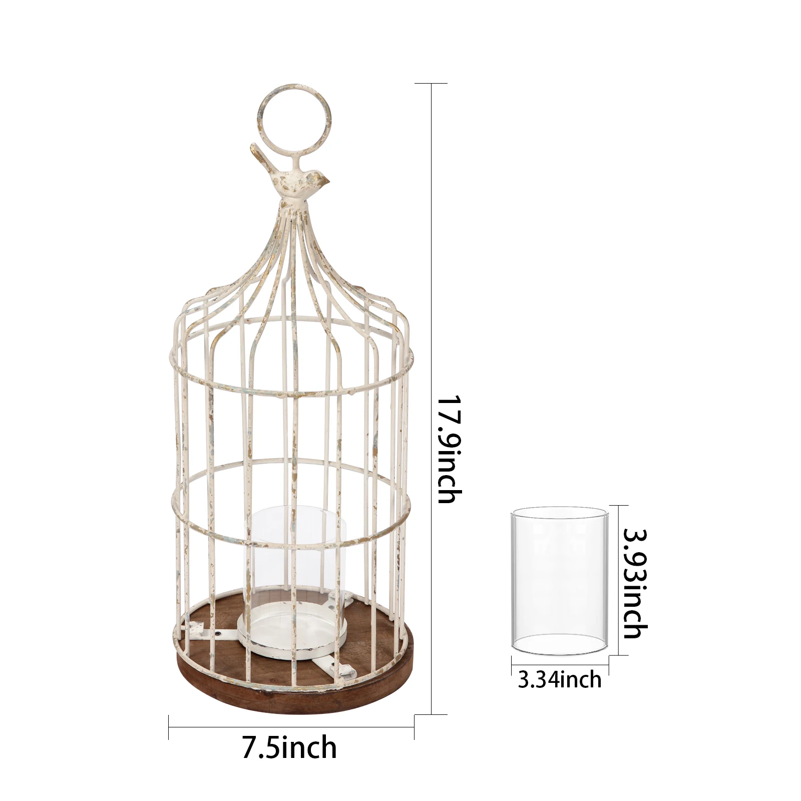 Luxury Hanging Design Iron Candlestick Ornament Creative Birdcage Retro Wooden Tray Candle Base Moroccan Lantern