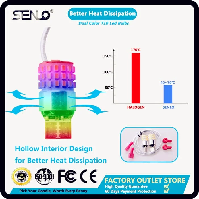 Motorcycle dual color led Turn signal lights T10 w5w 168 175 2825 led wedge bulb bicycle turn signal light