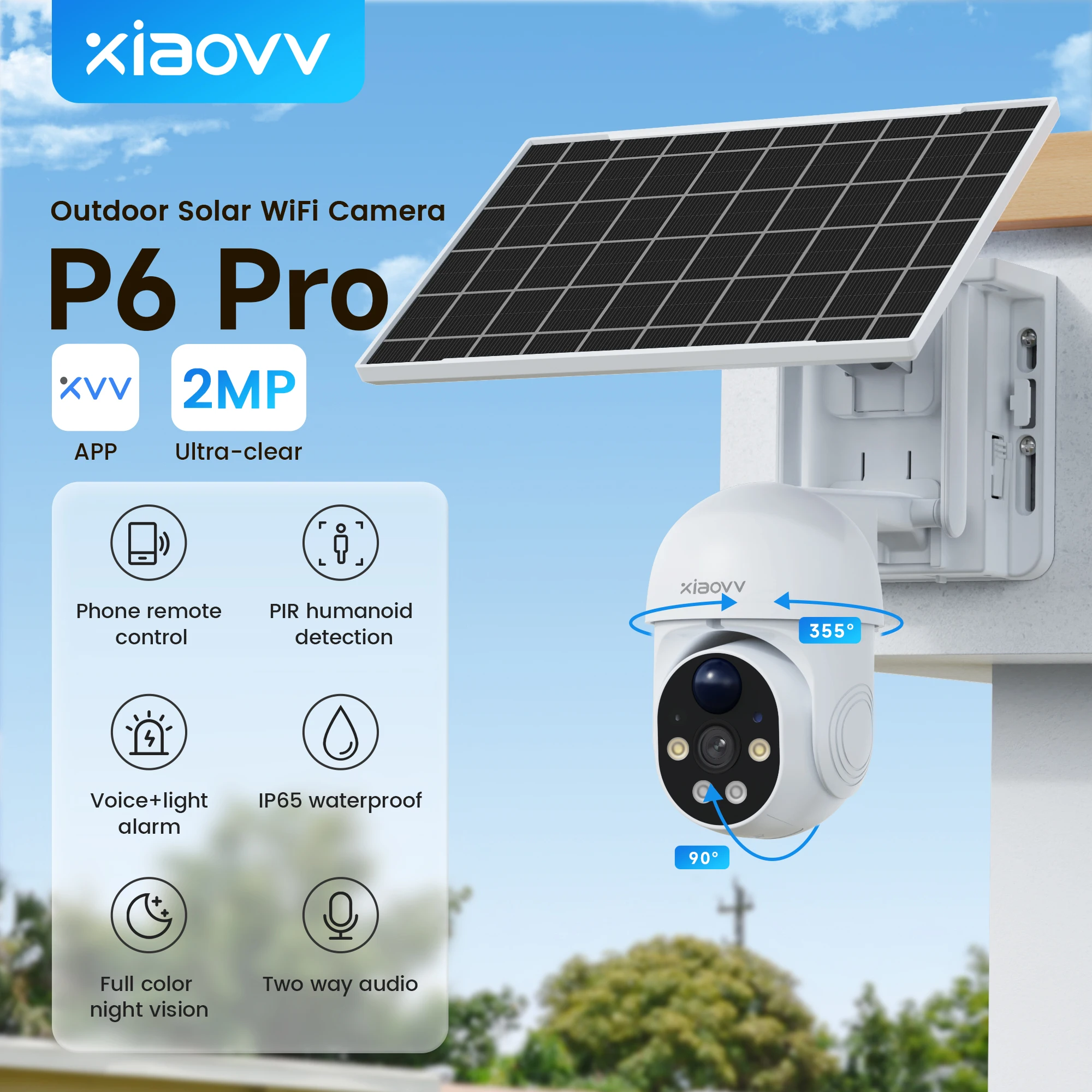 CP SE Hot selling phone connect 7W solar panel 18650 replaceable battery Low power consumption wifi solar outdoor camera