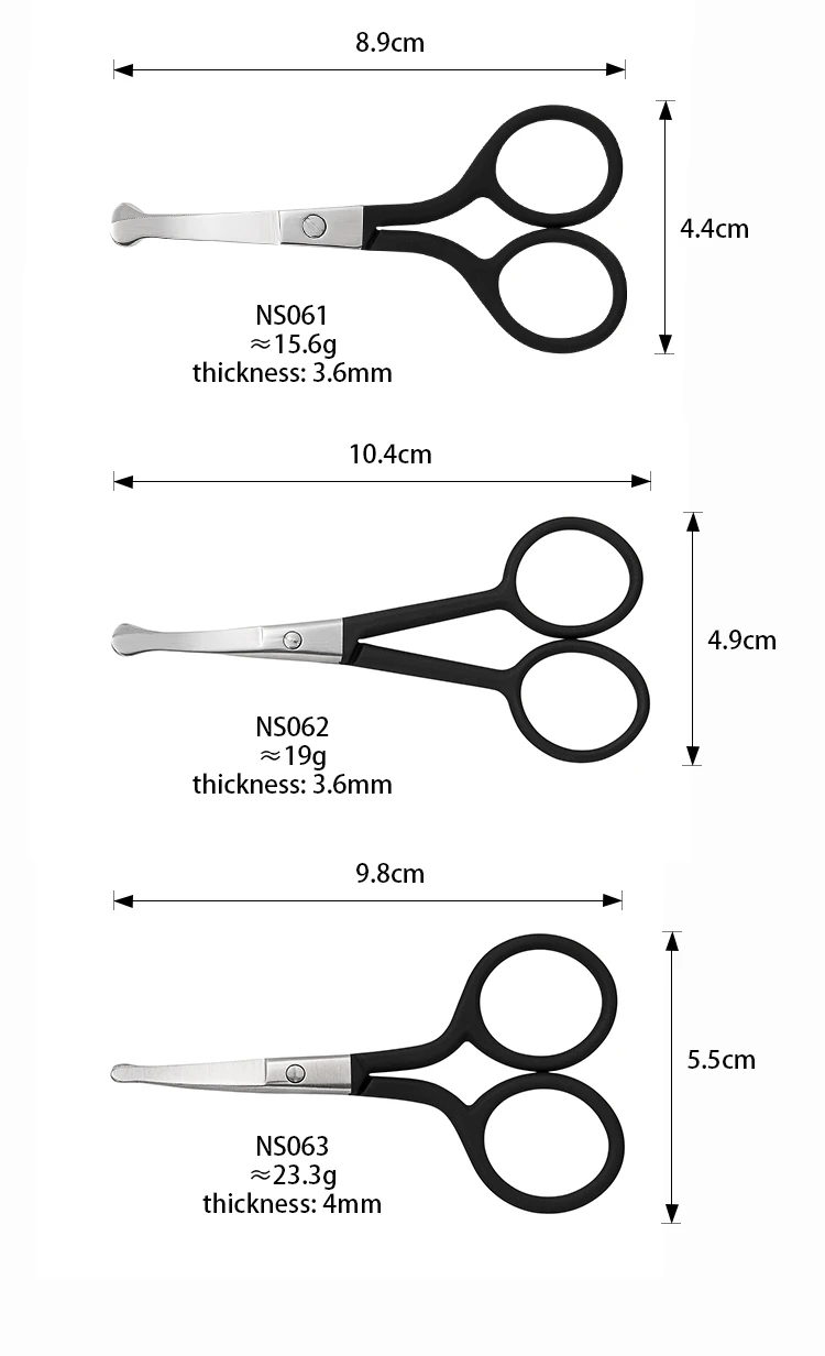 Eliter Hot Sell Wholesale Black Rubberized Soft Touch Stainless Steel Scissor Manicure Tips Cutter Scissors Round Tip