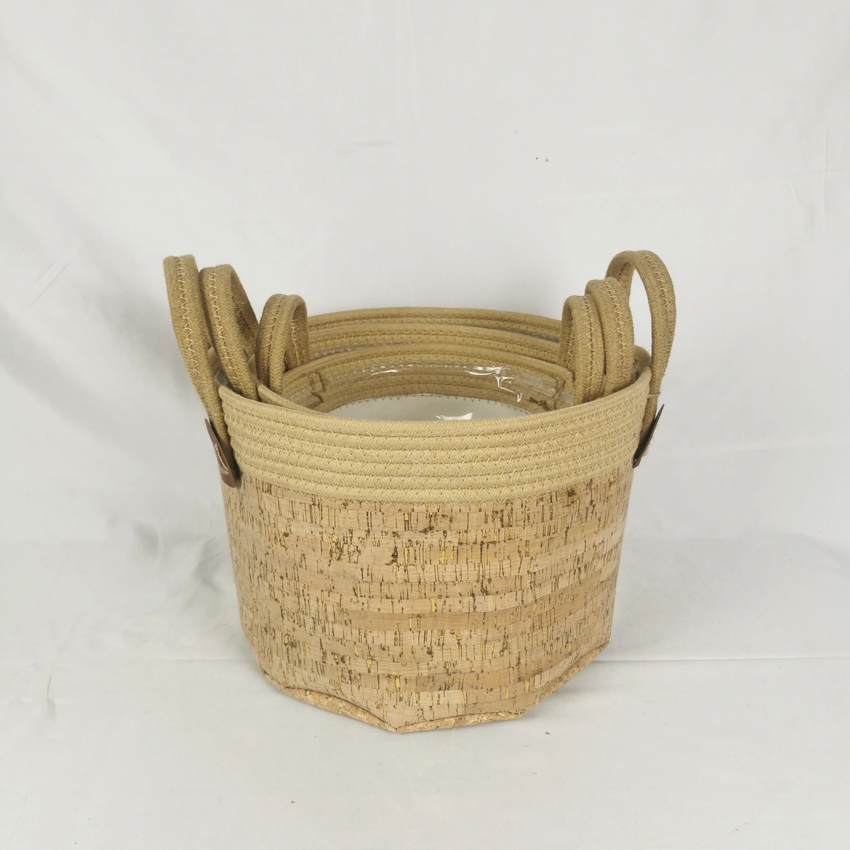 Wood skin handmade storage baskets flower vase for home decor