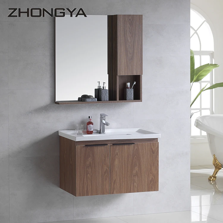 Factory direct sale modern designs PVC waterproof bathroom cabinet sinks pvc bathroom vanity with wall mirror