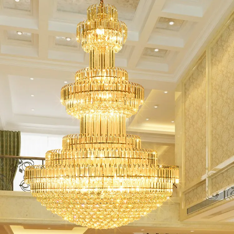 House specification home lobby high quality decorations stairs luxury dining foyer led crystal chandelier