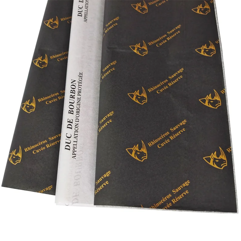 wholesale Good quality custom black wrapping tissue paper in gold logo for clothes tissue wrapping paper