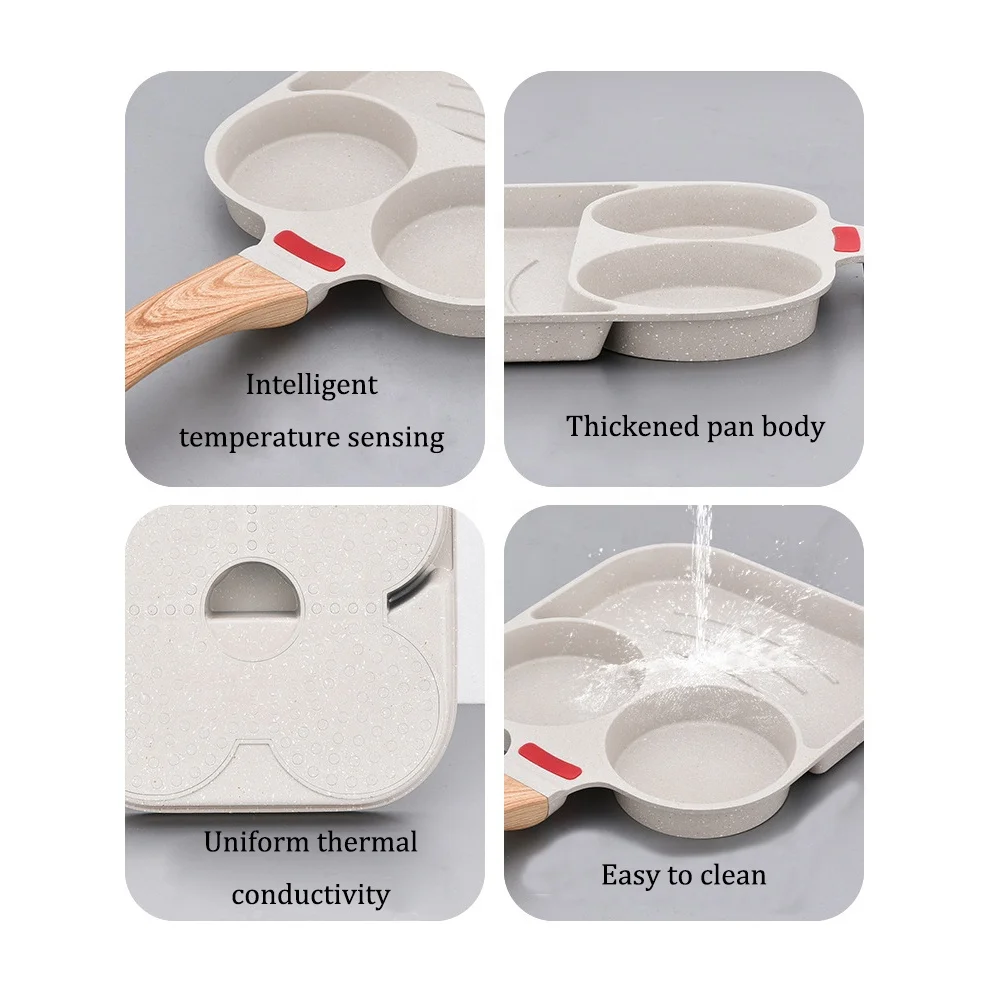 3 In 1 Kitchen Frying Pot Pan Thickened Omelet Pan Nonstick Egg Pancake Hamburg Steak Cooking Pan Breakfast Maker Cookware