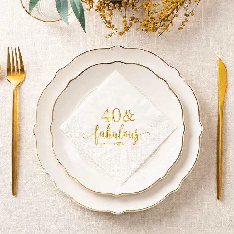 40 And Fabulous Cocktail Napkins Gold for Women 40th Birthday Decorations 40th Birthday Bevergae Dessert Table Supplies