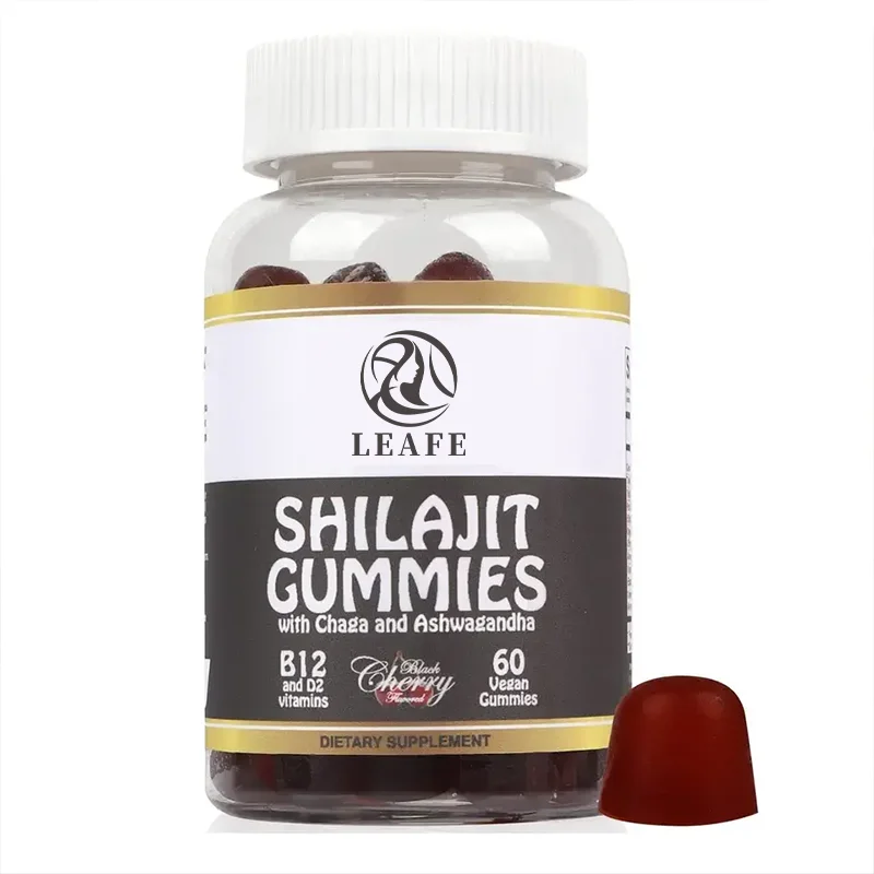 OEM Chaga B12 D2 Shilajit Gummies 500mg Pure Himalayan fulvic acid shilajit gummies Shilajit Resin Ashwagandha Vitamins Gummies